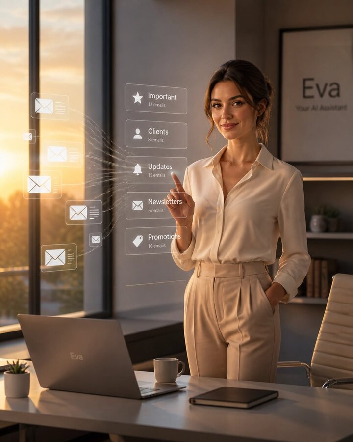 Profesional organizando su trabajo con inteligencia artificial